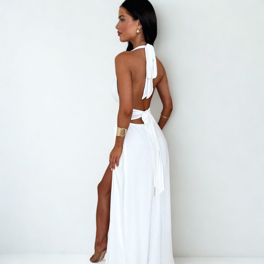 Halterneck Slit Dress